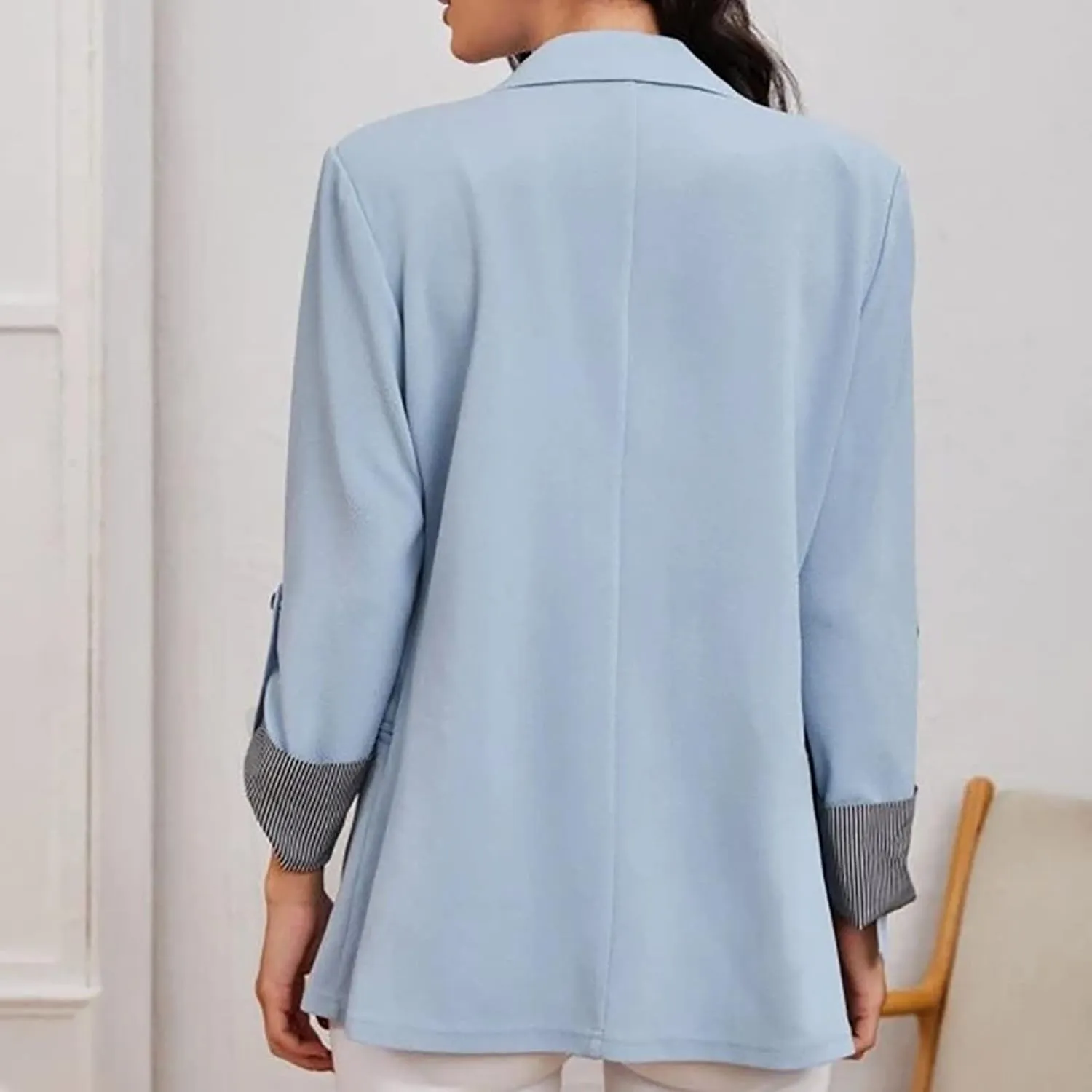 2022 Trendy Blazer Tops for Womens One Button Casual Business Blazer Jackets Women's Lapel Solid Blazers with Pockets