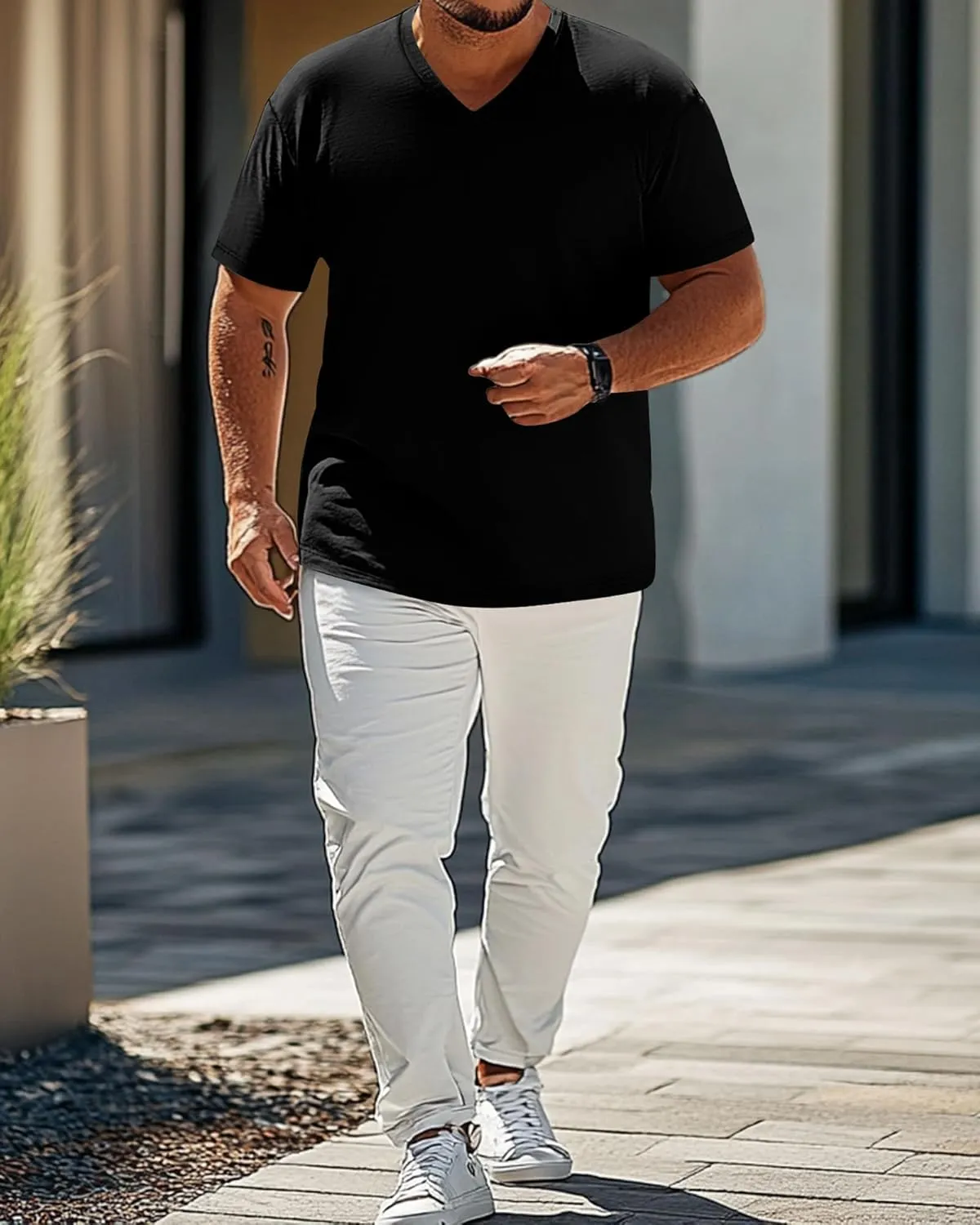 3 Pack Men's 95% Cotton Big and Tall Shirts V Neck L-5xl Plus Size Short Sleeve Soft Casual 2025 Summer Tee