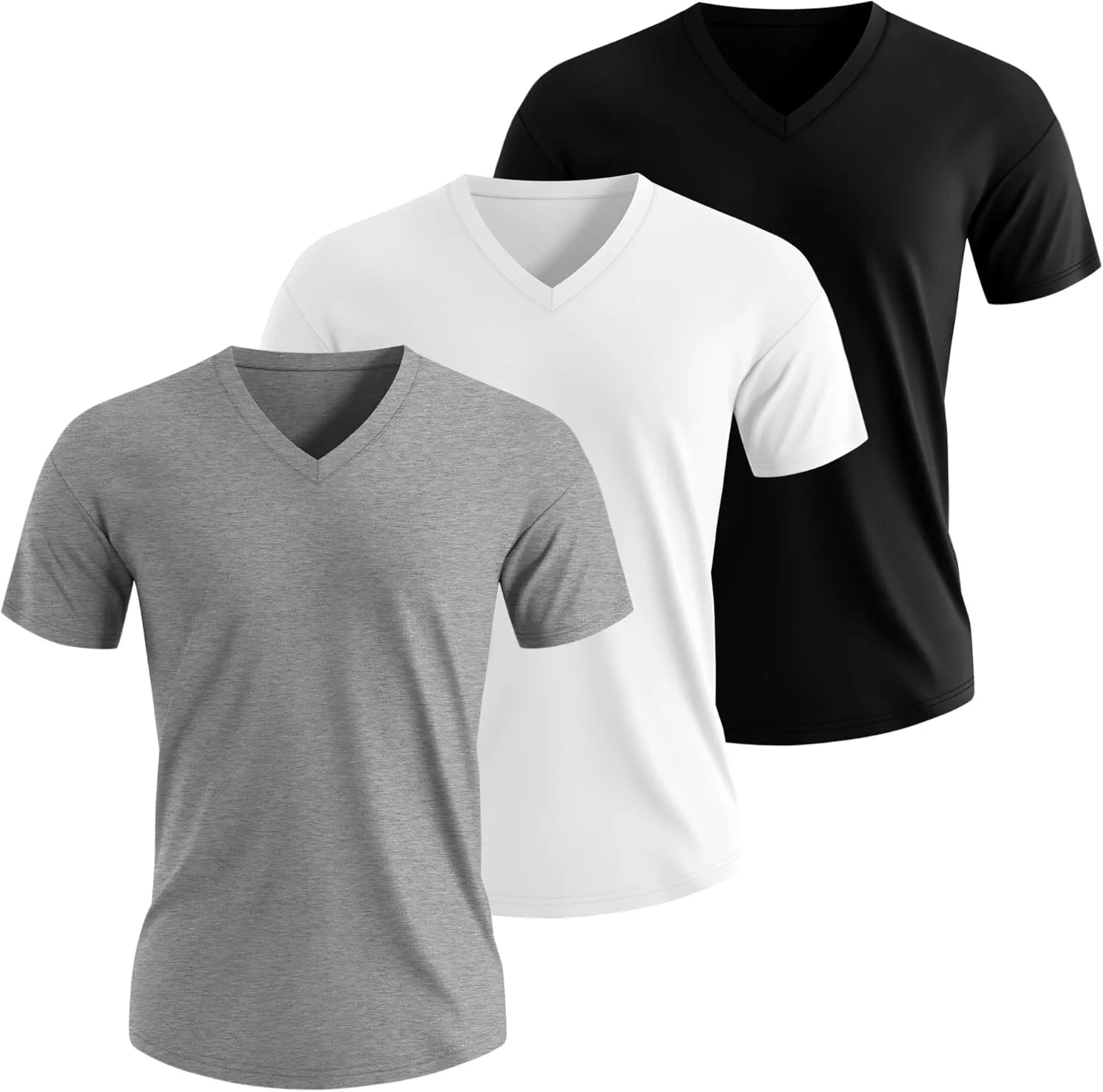 3 Pack Men's 95% Cotton Big and Tall Shirts V Neck L-5xl Plus Size Short Sleeve Soft Casual 2025 Summer Tee