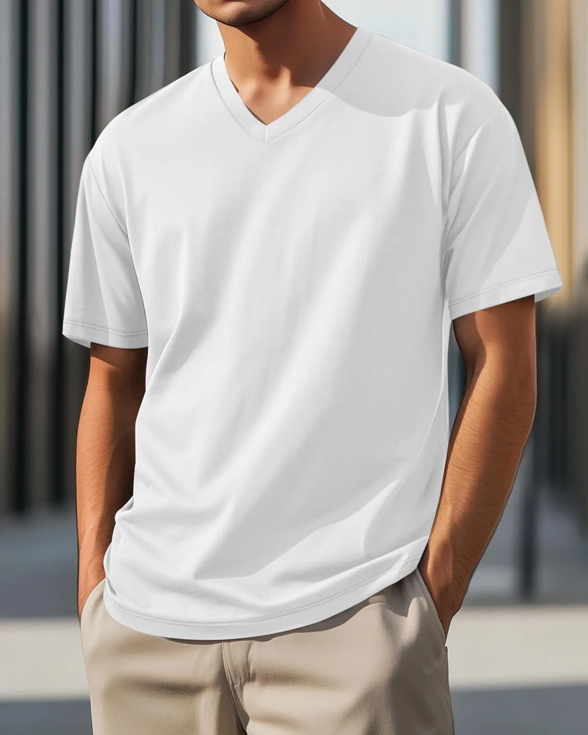 3 Pack Men's 95% Cotton Big and Tall Shirts V Neck L-5xl Plus Size Short Sleeve Soft Casual 2025 Summer Tee