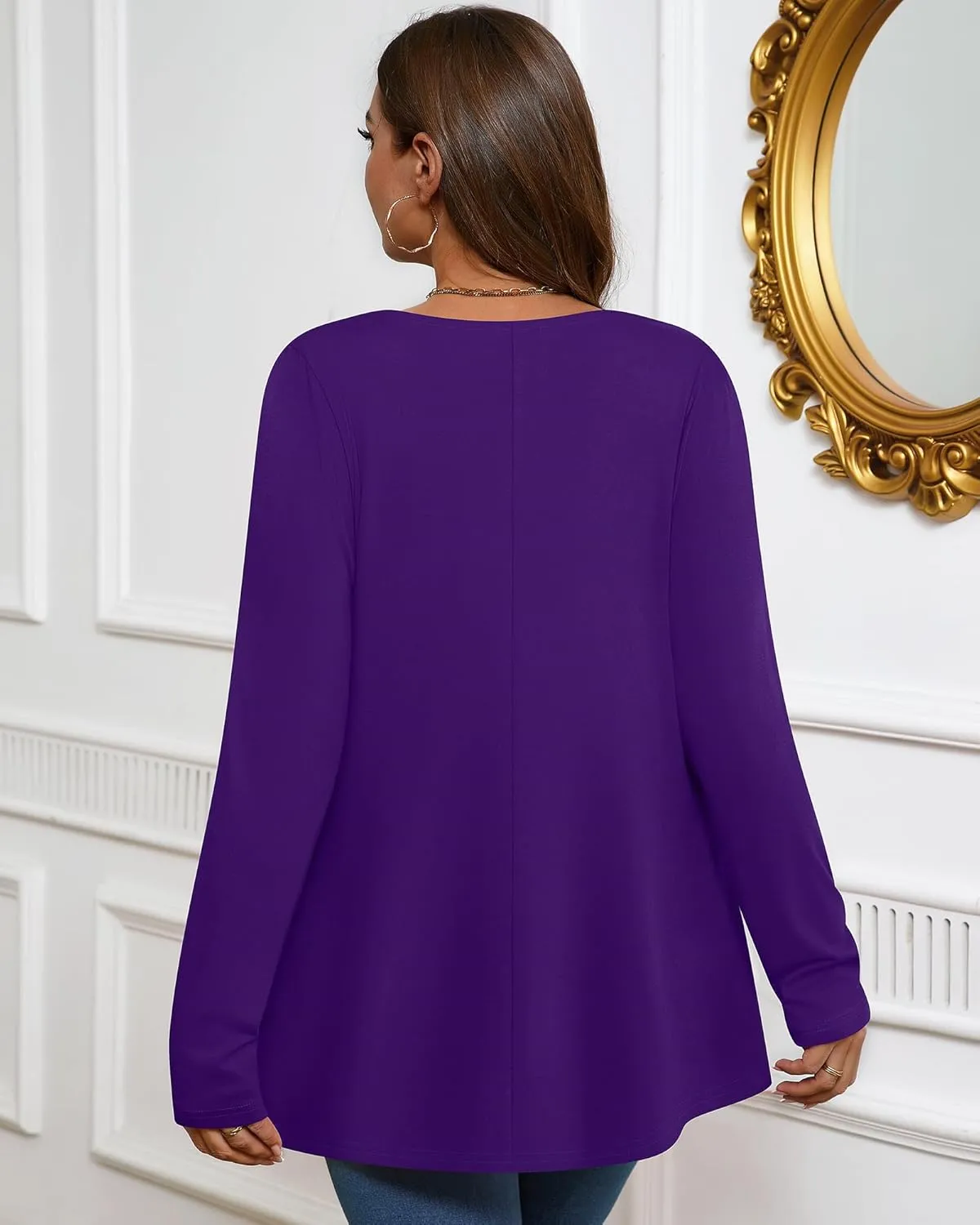3 Pack Women's Plus Size Tunic Top Casual Long Sleeve Shirts Knitted Loose Fit Blouse Wear with Leggings