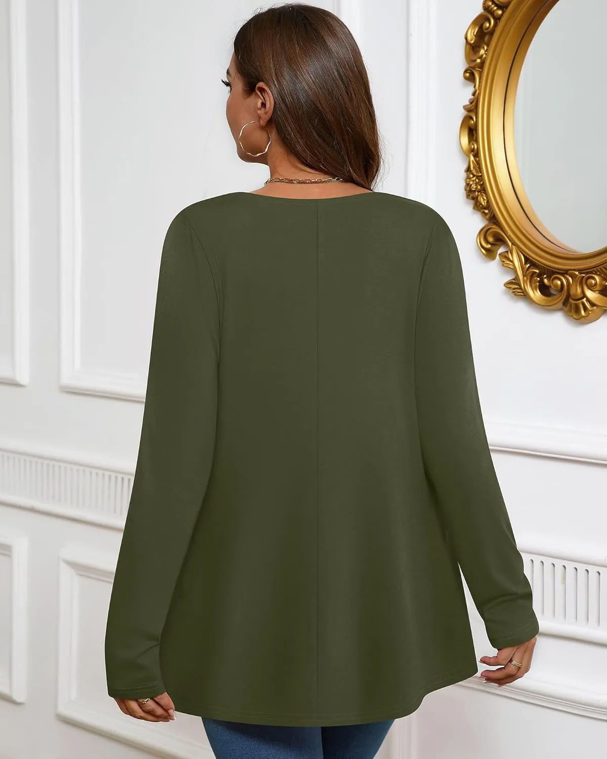3 Pack Women's Plus Size Tunic Top Casual Long Sleeve Shirts Knitted Loose Fit Blouse Wear with Leggings