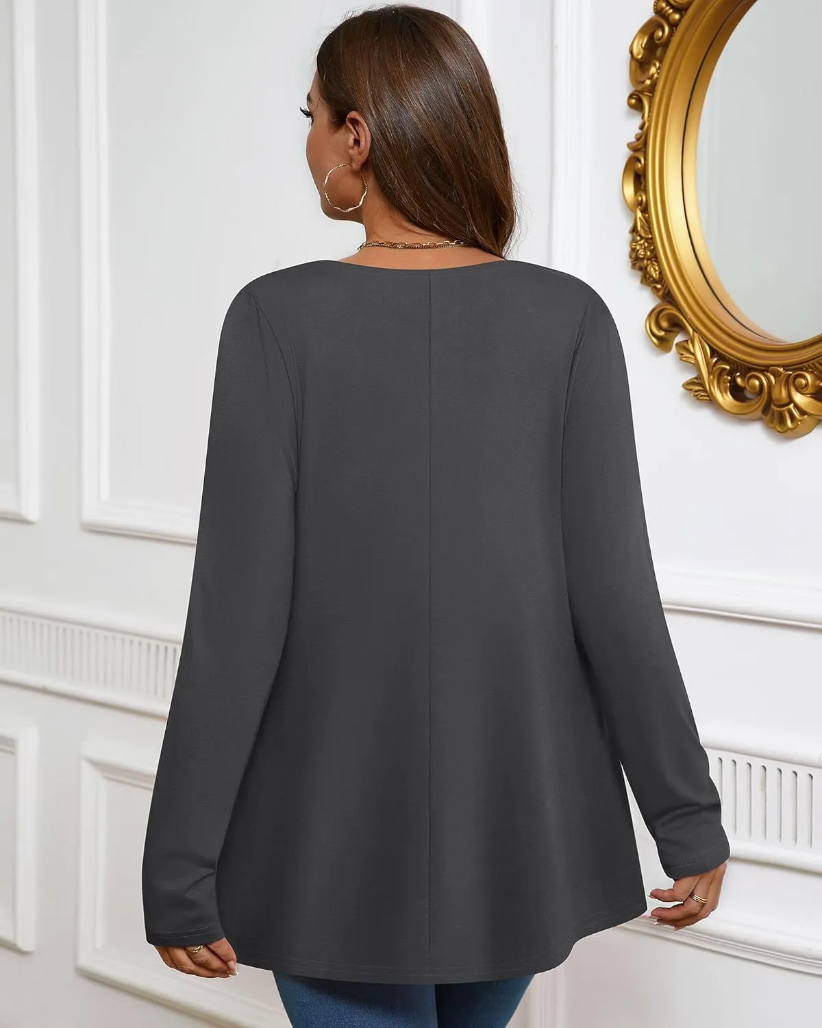 3 Pack Women's Plus Size Tunic Top Casual Long Sleeve Shirts Knitted Loose Fit Blouse Wear with Leggings
