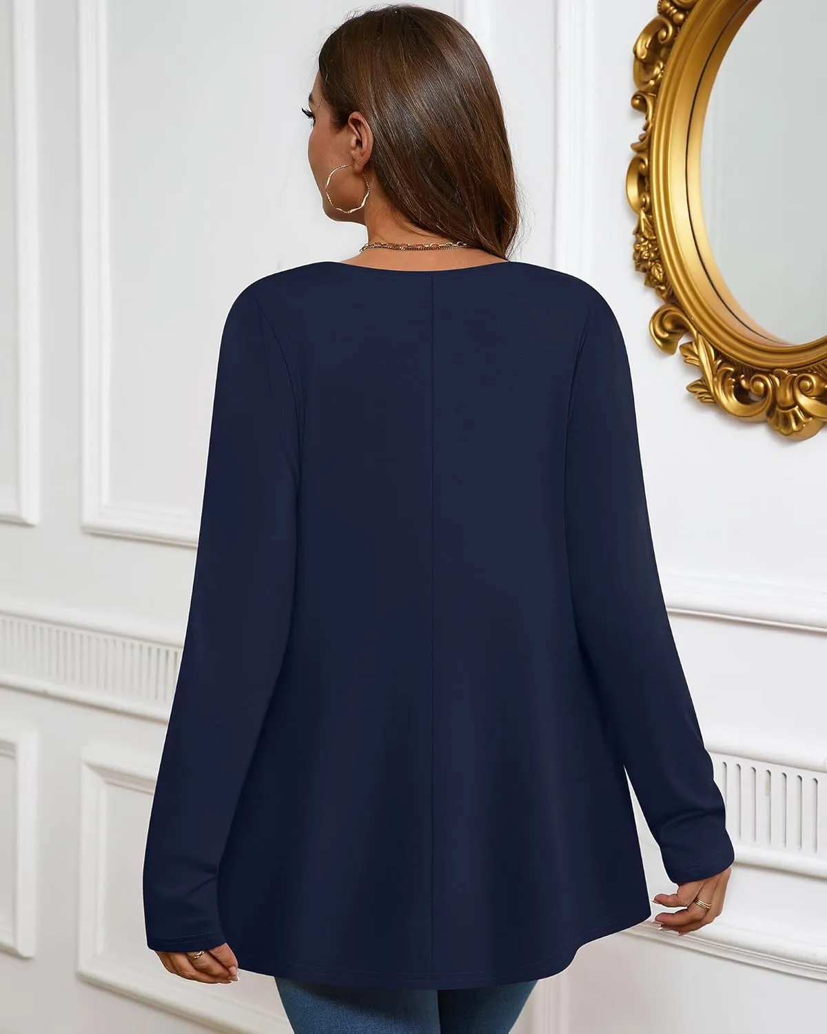 3 Pack Women's Plus Size Tunic Top Casual Long Sleeve Shirts Knitted Loose Fit Blouse Wear with Leggings
