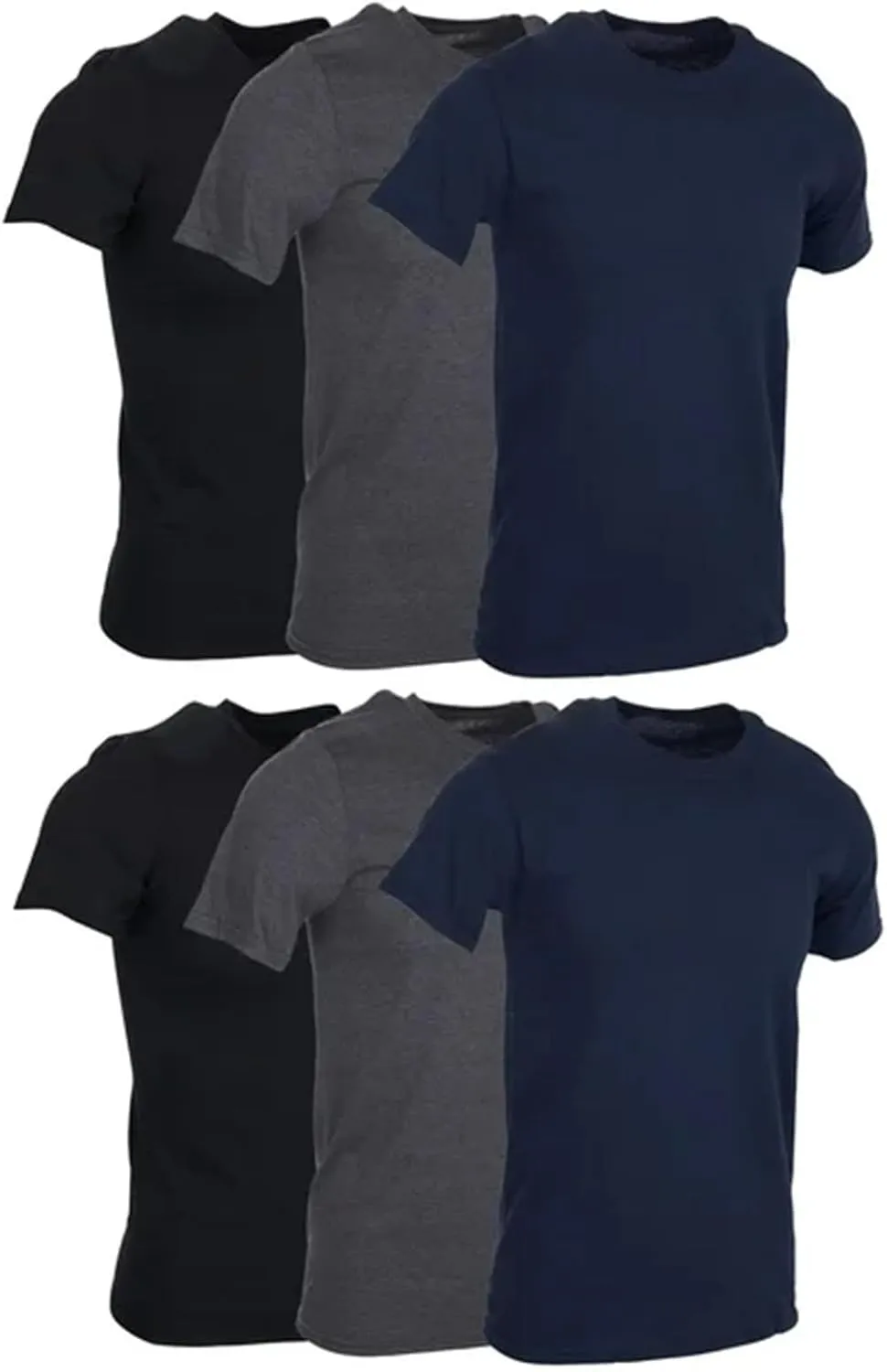 6 Pack Men's Muscle T-Shirts Summer Solid Basic Base Layer Shirts Lightweight Plain Crewneck Short Sleeve T Shirt