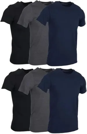 6 Pack Men's Muscle T-Shirts Summer Solid Basic Base Layer Shirts Lightweight Plain Crewneck Short Sleeve T Shirt