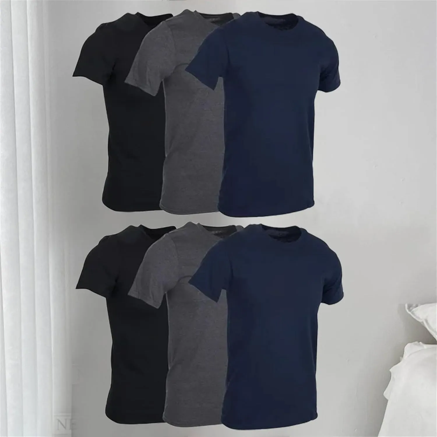 6 Pack Men's Muscle T-Shirts Summer Solid Basic Base Layer Shirts Lightweight Plain Crewneck Short Sleeve T Shirt