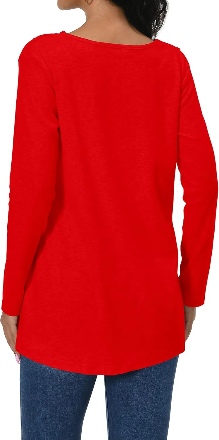 Afibi Shirts for Women Long Sleeve Casual Loose Fit Tunic Tops For Leggings
