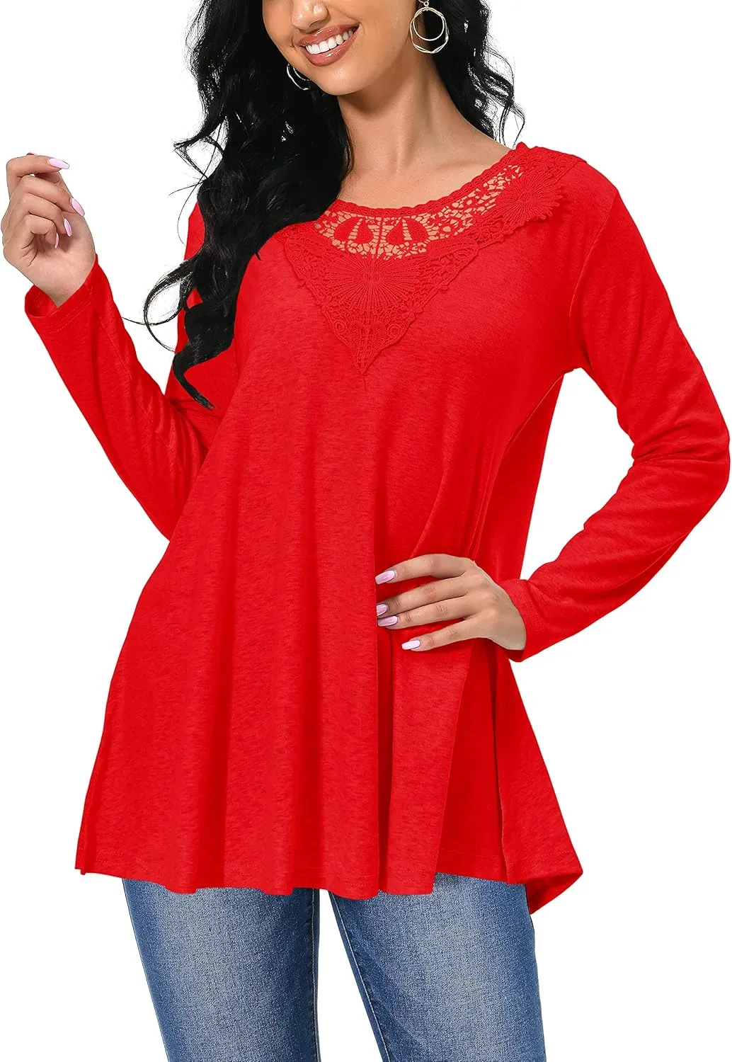 Afibi Shirts for Women Long Sleeve Casual Loose Fit Tunic Tops For Leggings