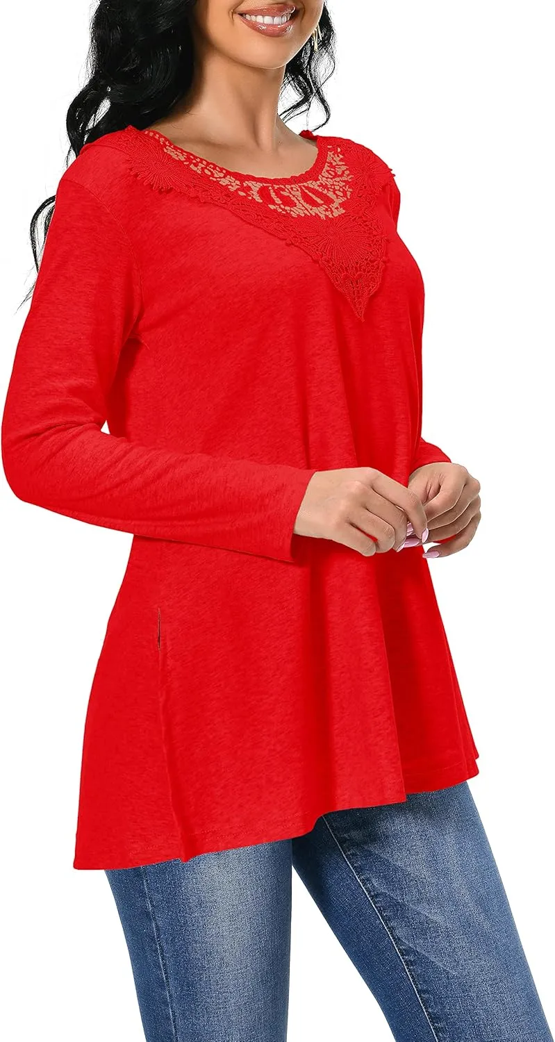 Afibi Shirts for Women Long Sleeve Casual Loose Fit Tunic Tops For Leggings