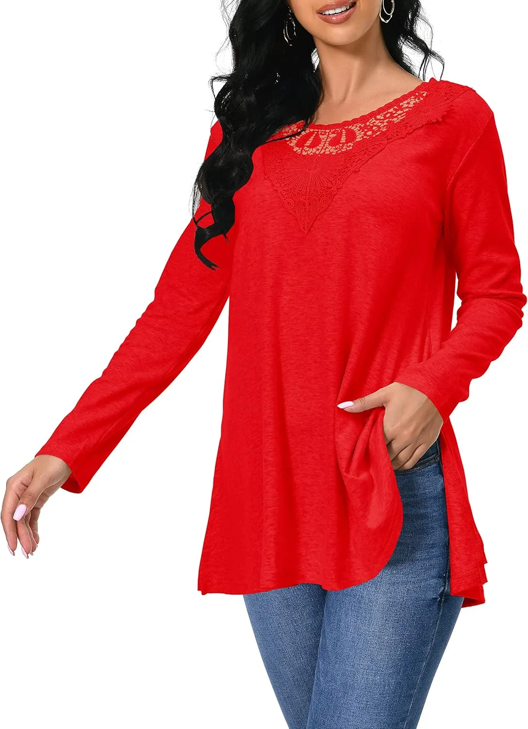 Afibi Shirts for Women Long Sleeve Casual Loose Fit Tunic Tops For Leggings