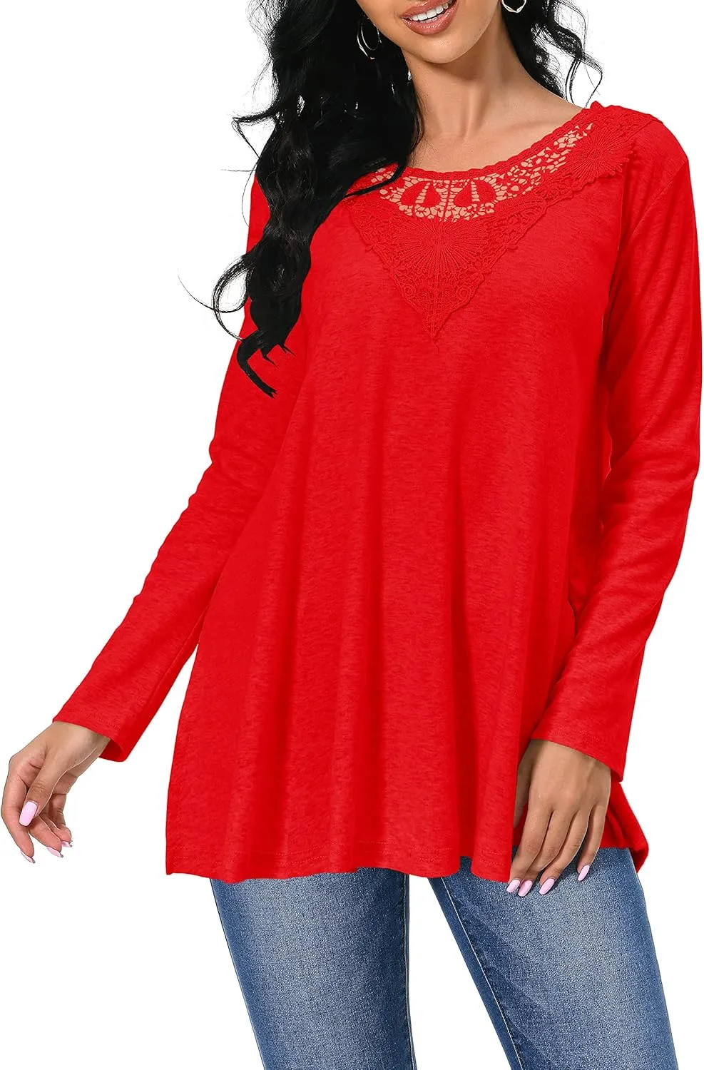 Afibi Shirts for Women Long Sleeve Casual Loose Fit Tunic Tops For Leggings