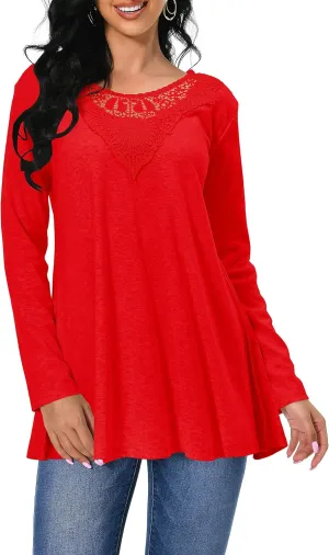Afibi Shirts for Women Long Sleeve Casual Loose Fit Tunic Tops For Leggings