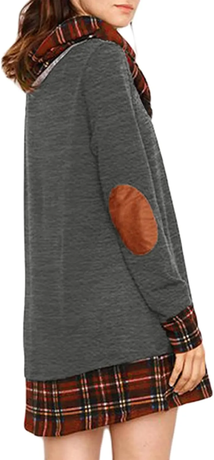 Alaster Queen Women's Long Sleeve Fall Dresses 2024 Trendy Casual Plaid Cowl Neck Winter Tunic Dress for Women