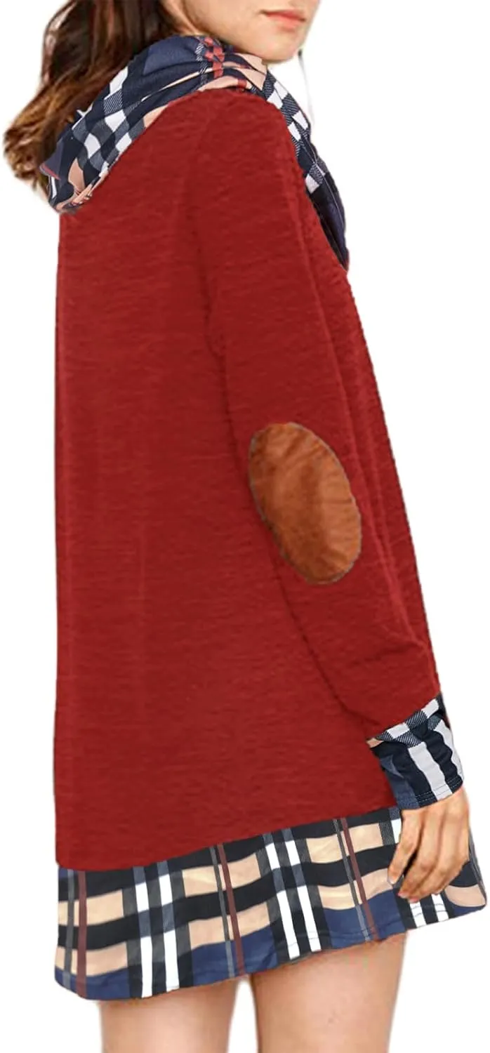 Alaster Queen Women's Long Sleeve Fall Dresses 2024 Trendy Casual Plaid Cowl Neck Winter Tunic Dress for Women