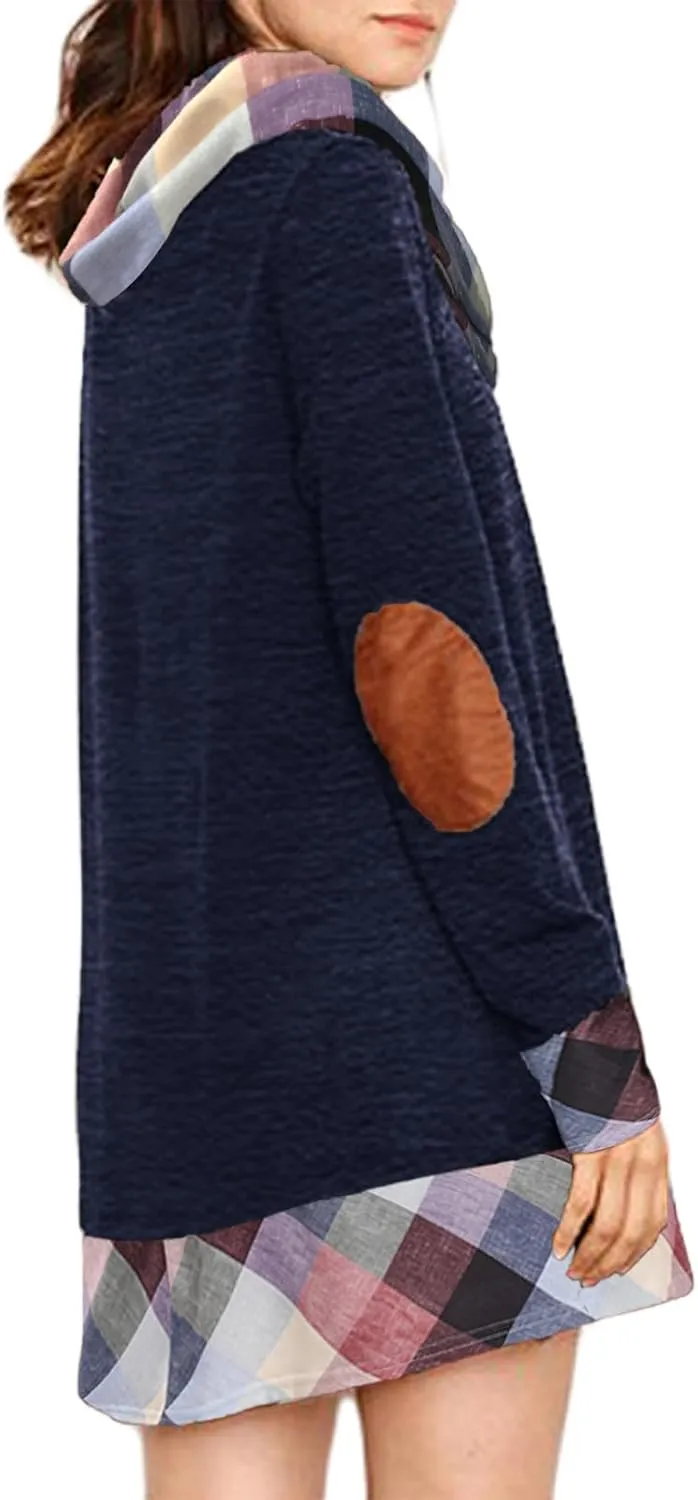 Alaster Queen Women's Long Sleeve Fall Dresses 2024 Trendy Casual Plaid Cowl Neck Winter Tunic Dress for Women
