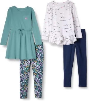 Amazon Essentials Girls and Toddlers' Long-Sleeve Outfit Set, Pack of 4