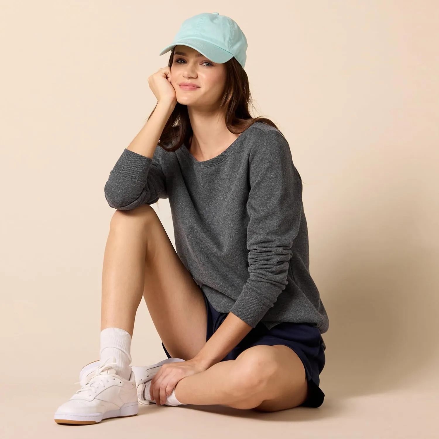 Amazon Essentials Women's Open-Neck Fleece Tunic Sweatshirt