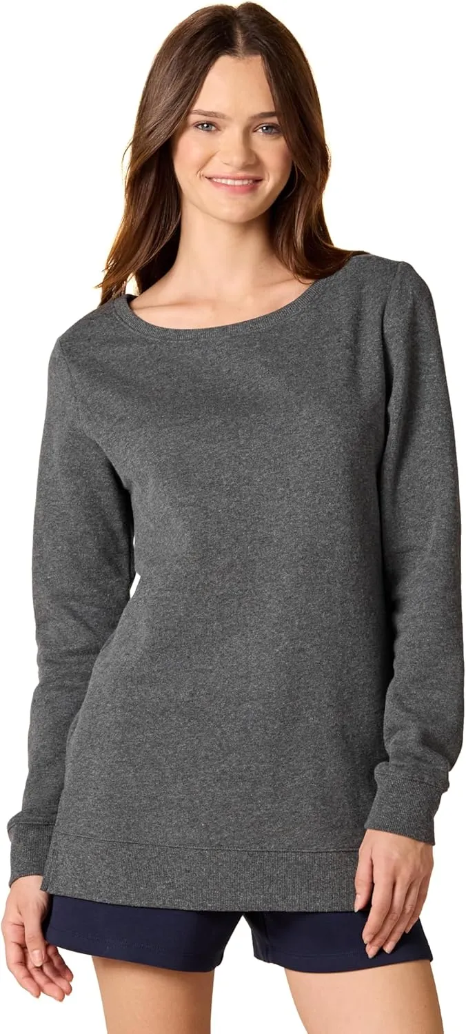 Amazon Essentials Women's Open-Neck Fleece Tunic Sweatshirt