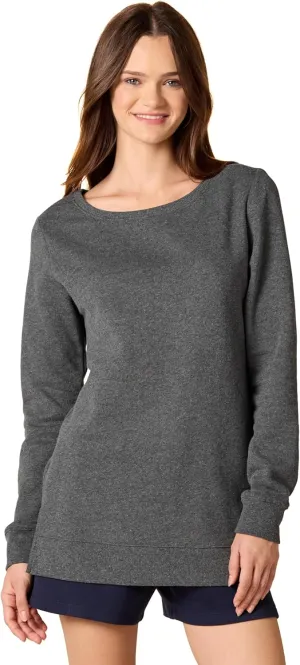 Amazon Essentials Women's Open-Neck Fleece Tunic Sweatshirt