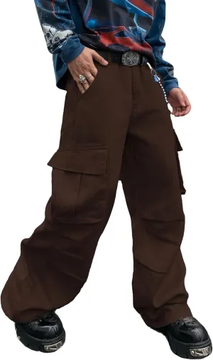 Baggy Denim Cargo Pants for Men with Pockets Mid Weight Wide Leg Hip Hop Skater Jeans Streetwear