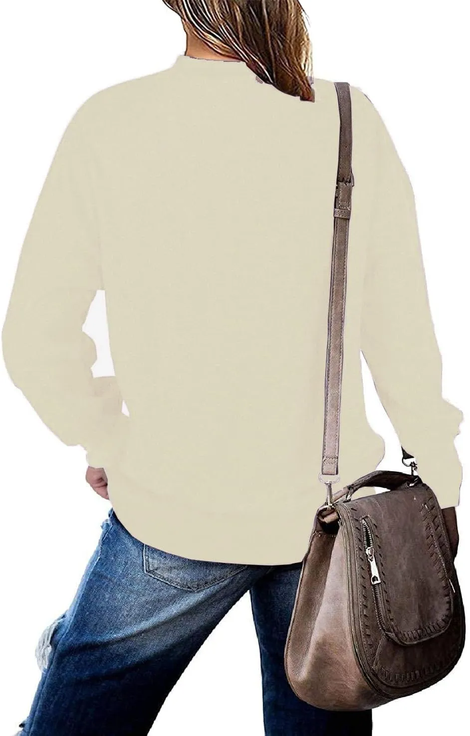 BEUFRI Oversized Sweatshirts for Women Crew Neck Long Sleeve Tunic Shirt Tops for Legging