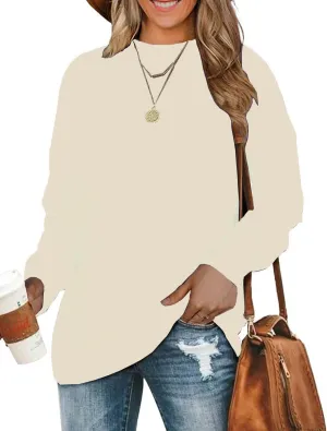 BEUFRI Oversized Sweatshirts for Women Crew Neck Long Sleeve Tunic Shirt Tops for Legging