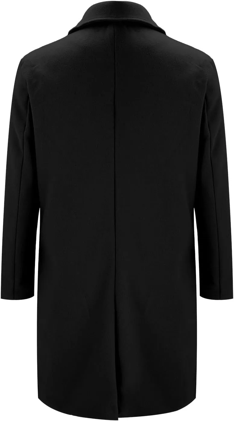 black trench coat Coat Lapel Collar Long Sleeve Padded Leather Jacket Vintage Thicken Coat men's wool jackets coats