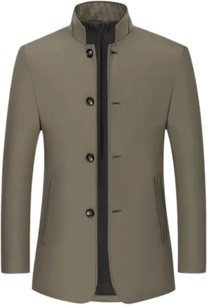 Blazer for Men Casual Business Stand Collar Button Down Formal Suit Jacket Lightweight Slim Fit Daily Sports Coat