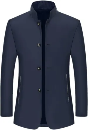 Blazer for Men Casual Business Stand Collar Button Down Formal Suit Jacket Lightweight Slim Fit Daily Sports Coat