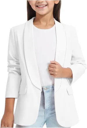 Blazer Jacket For Teen Girls Y2K Solid Lapel Formal Suit Coat Long Sleeve Casual Plus Open Front Dress Tops With Inner Pocket