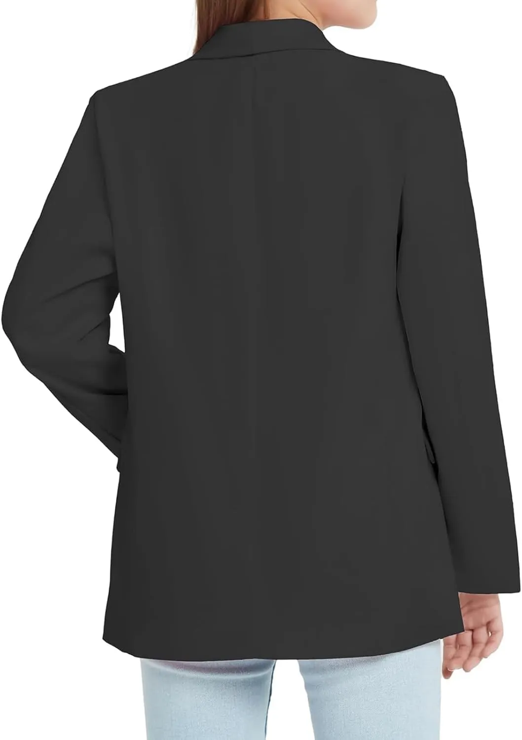 Blazer Jacket For Teen Girls Y2K Solid Lapel Formal Suit Coat Long Sleeve Casual Plus Open Front Dress Tops With Inner Pocket