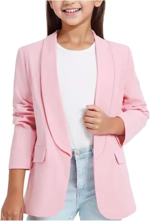 Blazer Jacket For Teen Girls Y2K Solid Lapel Formal Suit Coat Long Sleeve Casual Plus Open Front Dress Tops With Inner Pocket