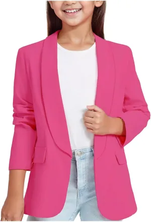 Blazer Jacket For Teen Girls Y2K Solid Lapel Formal Suit Coat Long Sleeve Casual Plus Open Front Dress Tops With Inner Pocket