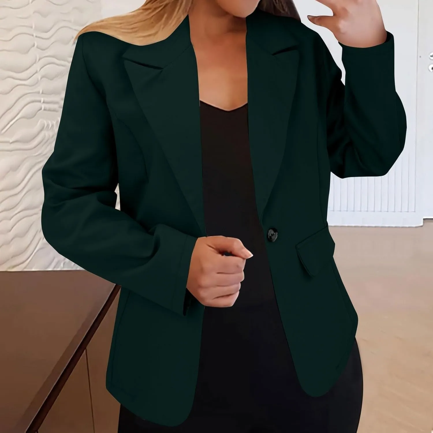 Blazers for Women 2025 Trendy Business Casual Jackets Long Sleeved Solid Color Lightweitht Suit Spring Fashion Blazer