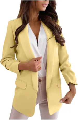 Blazers for Women Business Casual Long Sleeve Button Down Lapel Blazer Dress Work Outfit Suit Jackets Summer Cardigan