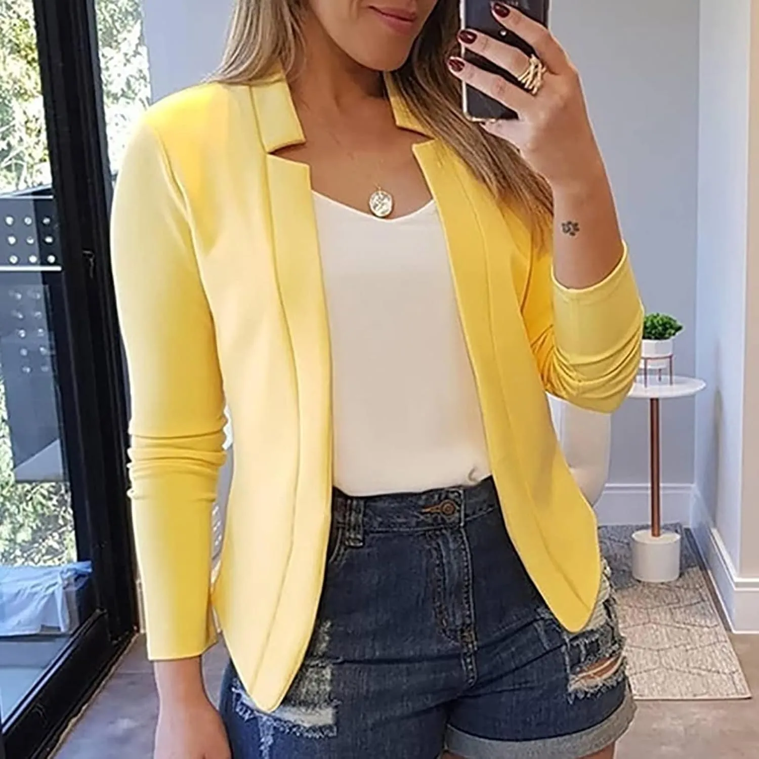 Blazers for Women Business Casual Long Sleeve Button Down Lapel Blazer Dress Work Outfit Suit Jackets Summer Cardigan