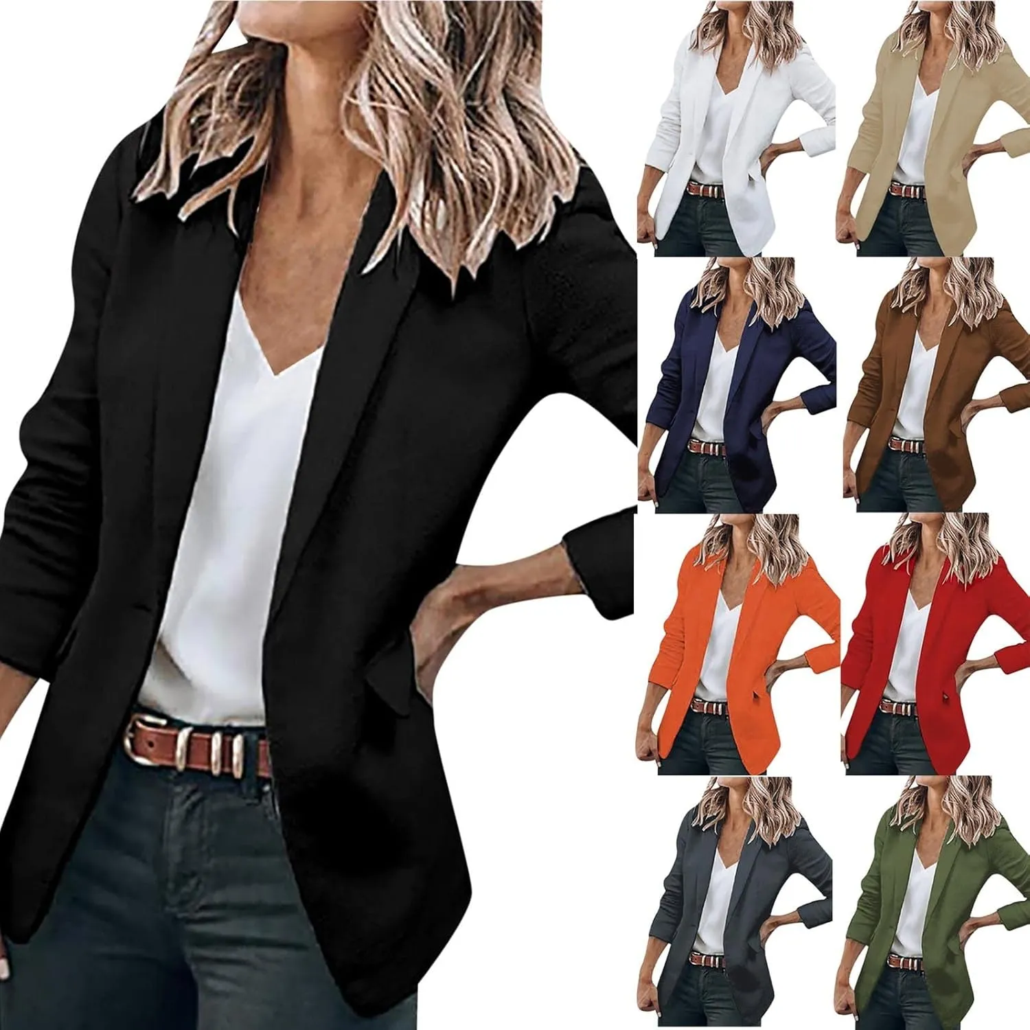 Blazers for Women Business Casual Long Sleeve Button Down Lapel Blazer Dress Work Outfit Suit Jackets Summer Cardigan