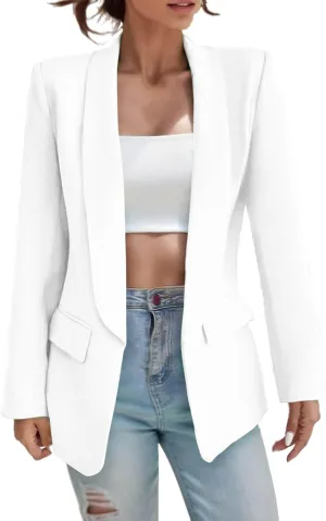 Blazers for Women Business Casual White Blazer Jacket Open Front Lapel Collar Long Sleeve Work Jackets 2025 Formal Coat