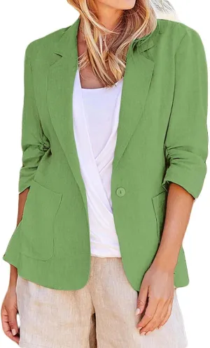 Blazers for Women Fashion Casual Single-Breasted Suit Jackets Long Sleeve Open Front Work Office Blazer with Pockets