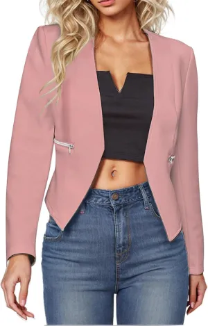 Blazers for Women Long Sleeve Open Front Cardigan Casual Work Office Busssiness Cropped Blazer Suit Jackets