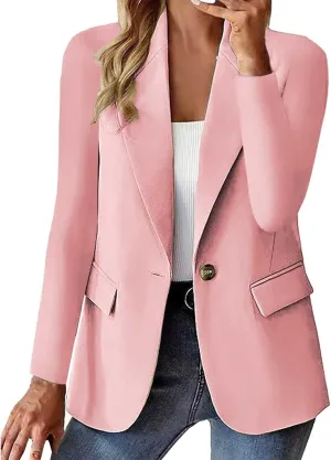 Blazers for Women Open Front Long Sleeve Work Office Suit Jackets Business Suit Blazer Solid Color Tops for Summer