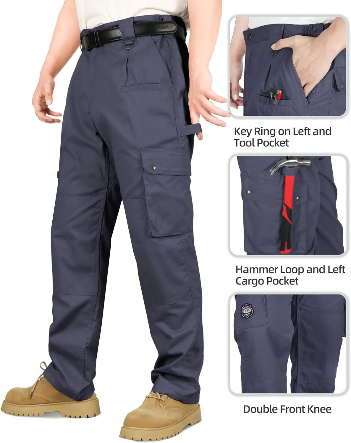 BOCOMAL FR Pants for Men Cargo Flame Resistant Pants(2112&CAT2) 100% C 7.5oz Utility Fire Resistant Pants