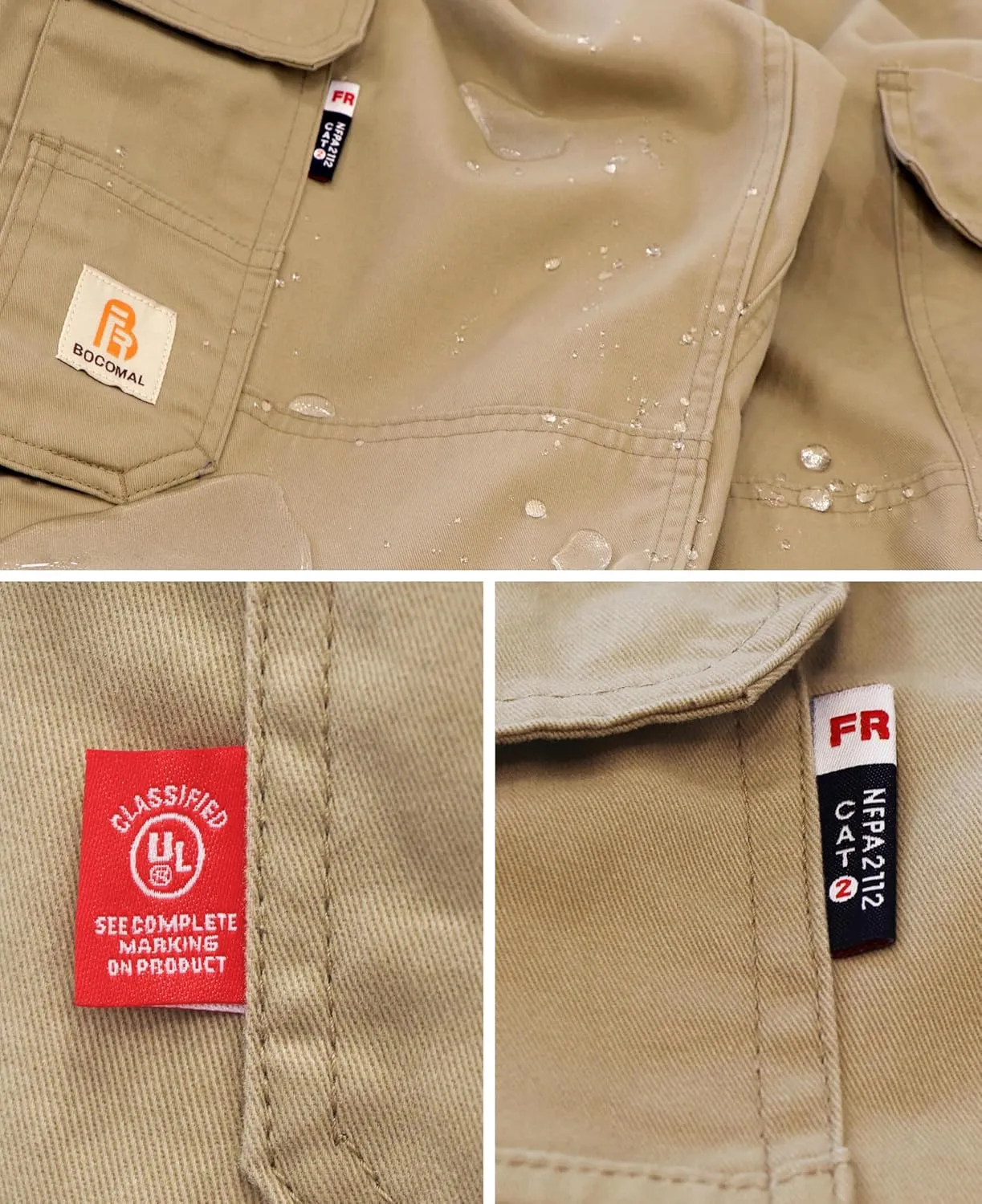 BOCOMAL FR Pants for Men Utility Cargo Pockets Flame Resistant/Fire Retardant Carpenter Water Oil Repellent Finish