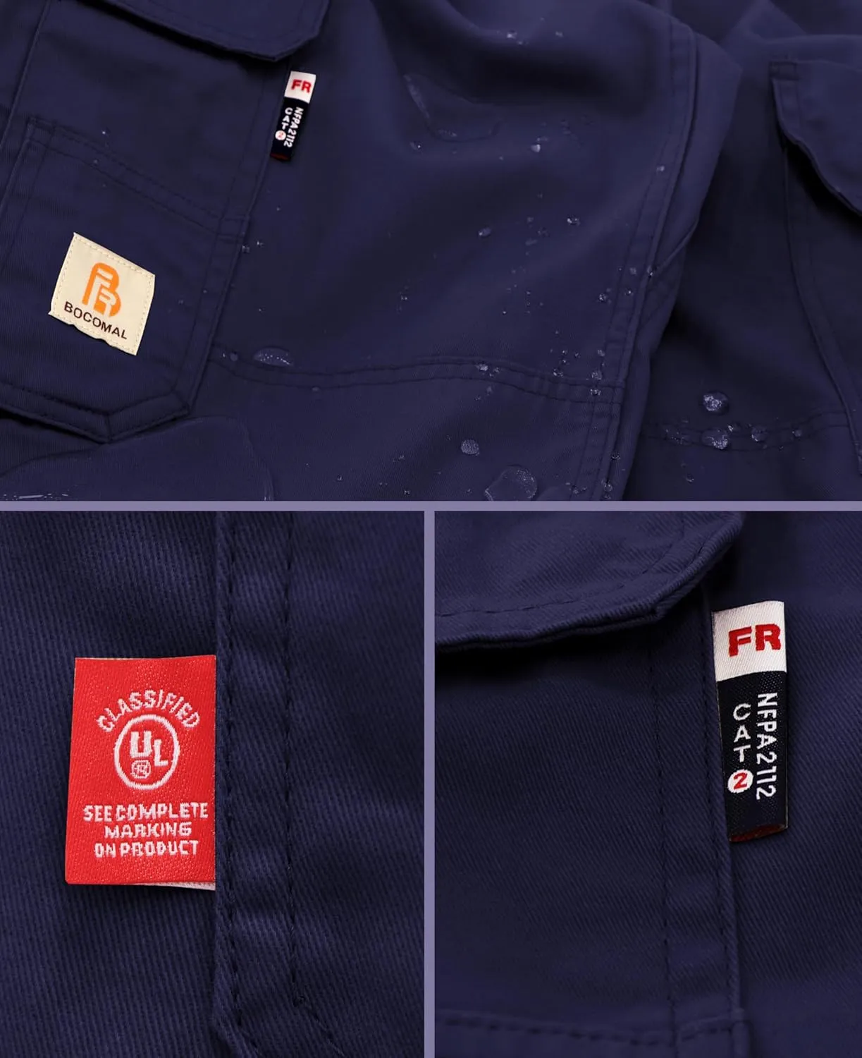 BOCOMAL FR Pants for Men Utility Cargo Pockets Flame Resistant/Fire Retardant Carpenter Water Oil Repellent Finish