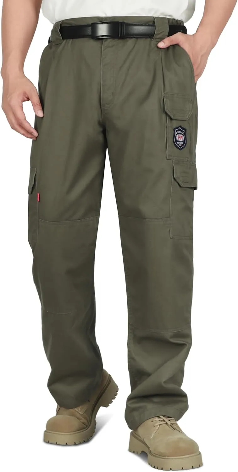 BOCOMAL Men's FR Cargo Pants Flame Resistant Pants Midweight 7.5oz (7 Pockets) Multi-Pockets FR Pants