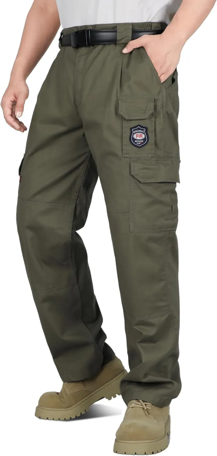 BOCOMAL Men's FR Cargo Pants Flame Resistant Pants Midweight 7.5oz (7 Pockets) Multi-Pockets FR Pants