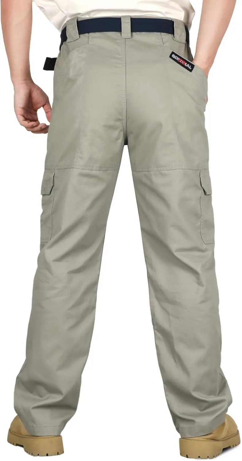 BOCOMAL Men's FR Cargo Pants Flame Resistant Pants Midweight 7.5oz (7 Pockets) Multi-Pockets FR Pants