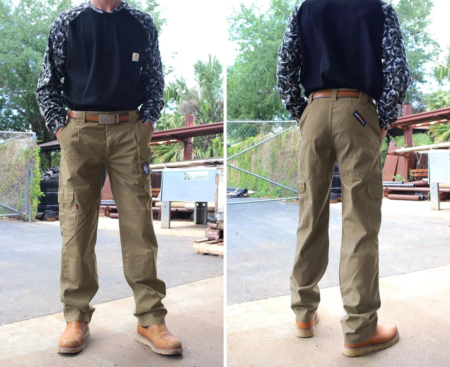 BOCOMAL Men's FR Cargo Pants Flame Resistant Pants Midweight 7.5oz (7 Pockets) Multi-Pockets FR Pants