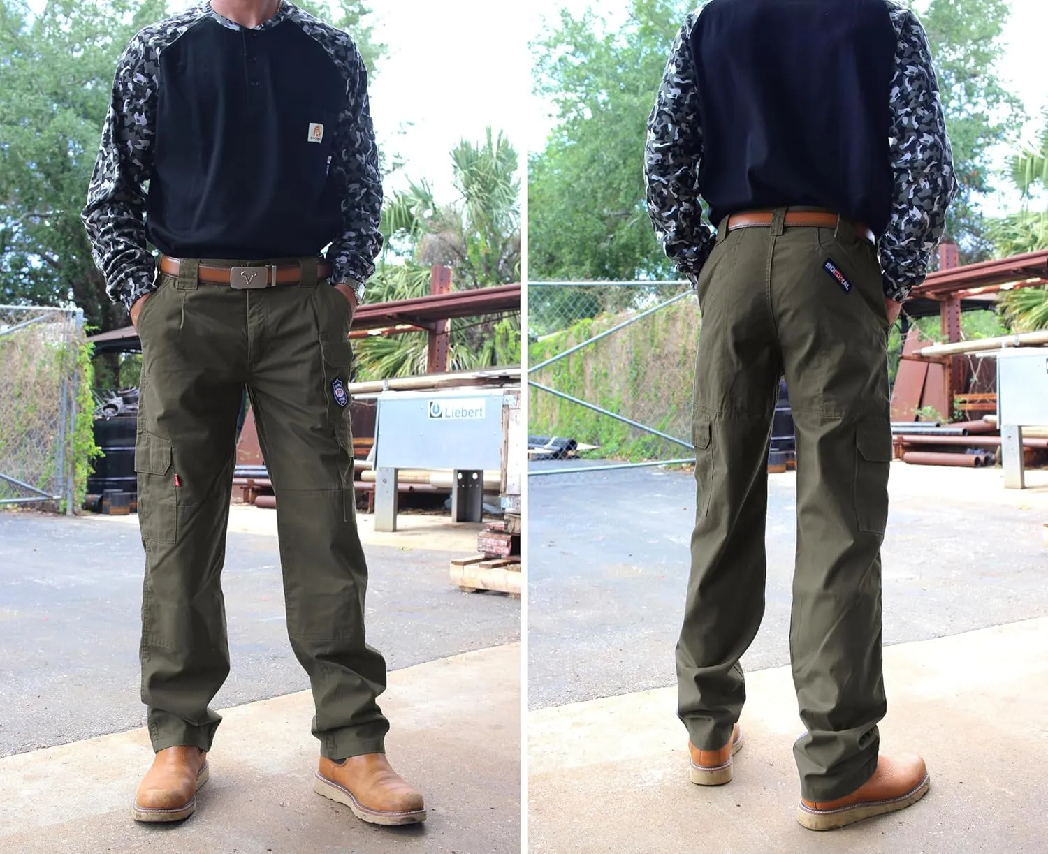 BOCOMAL Men's FR Cargo Pants Flame Resistant Pants Midweight 7.5oz (7 Pockets) Multi-Pockets FR Pants